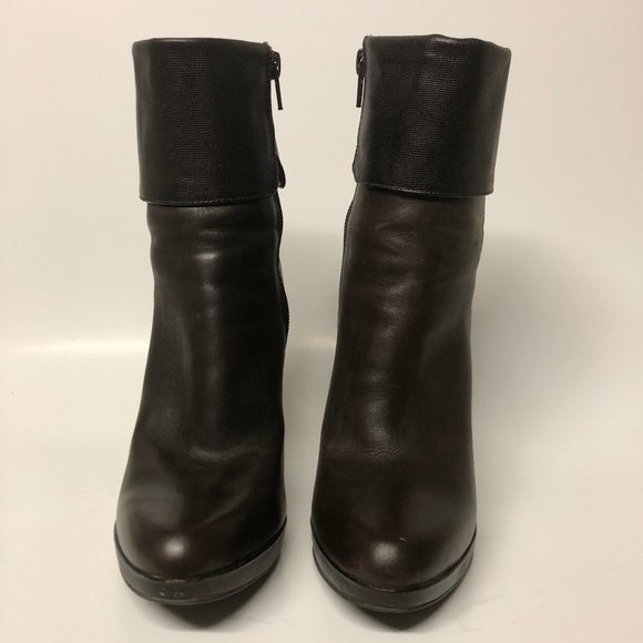 Gianni Bini Brown Leather High Heel Booties - Picture 3 of 10